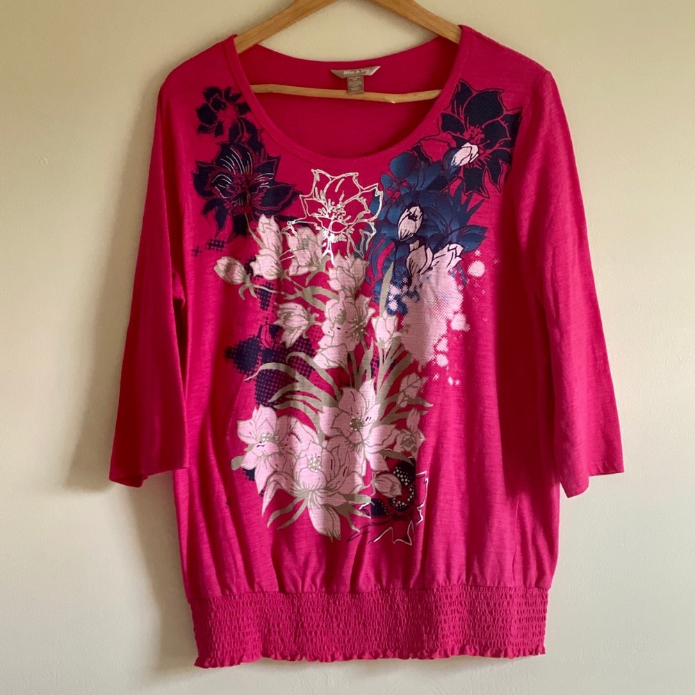 FLORAL EMBELLISHED TUNIC SHIRT TOP